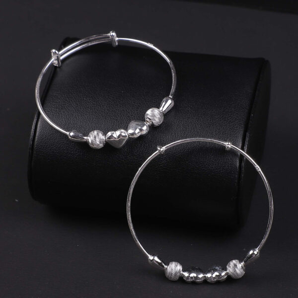 925 Silver 2 heart kada for Baby Girl and Boy - Pack of 2 Silver Bracelet Pair for Kids age kid 0 to 2 years old by SilVar - Image 2