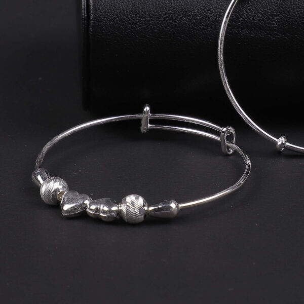 925 Silver 2 heart kada for Baby Girl and Boy - Pack of 2 Silver Bracelet Pair for Kids age kid 0 to 2 years old by SilVar - Image 3