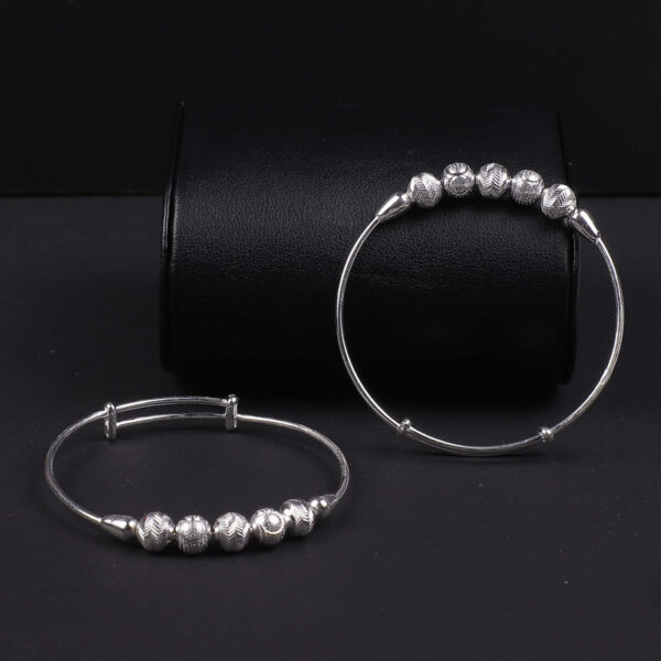 925 Silver 5 balls kada for Baby Girl and Boy - Pack of 2 Silver Bracelet Pair for Kids age kid 0 to 2 years old by SilVar - Image 2