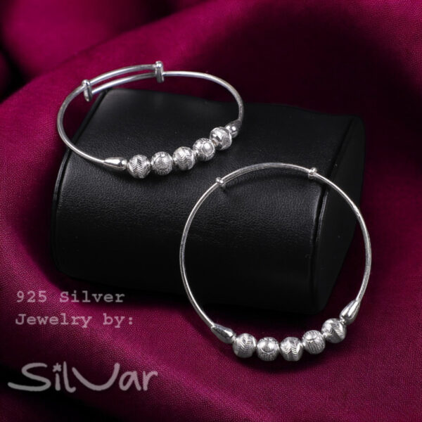 925 Silver 5 balls kada for Baby Girl and Boy - Pack of 2 Silver Bracelet Pair for Kids age kid 0 to 2 years old by SilVar