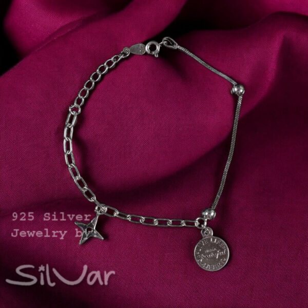 925 Silver Coin Bracelet for Women/Girls by SilVar