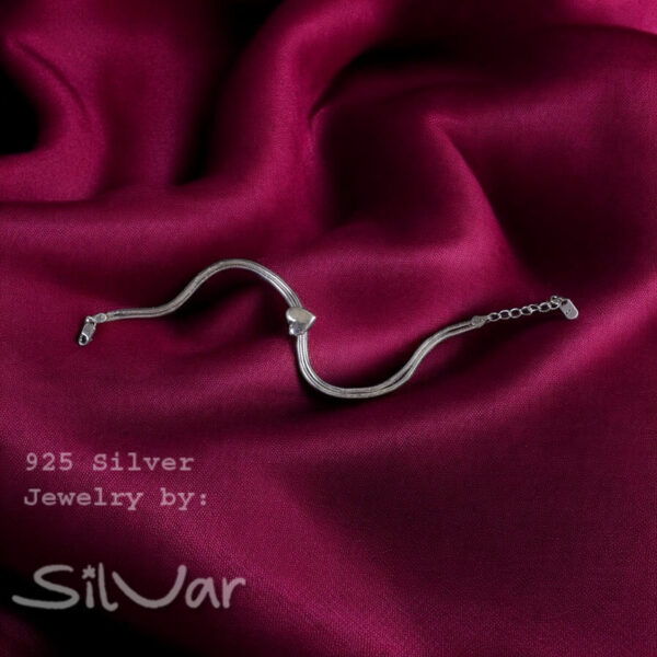 925 Silver Slider Heart Bracelet for Women/Girls by SilVar