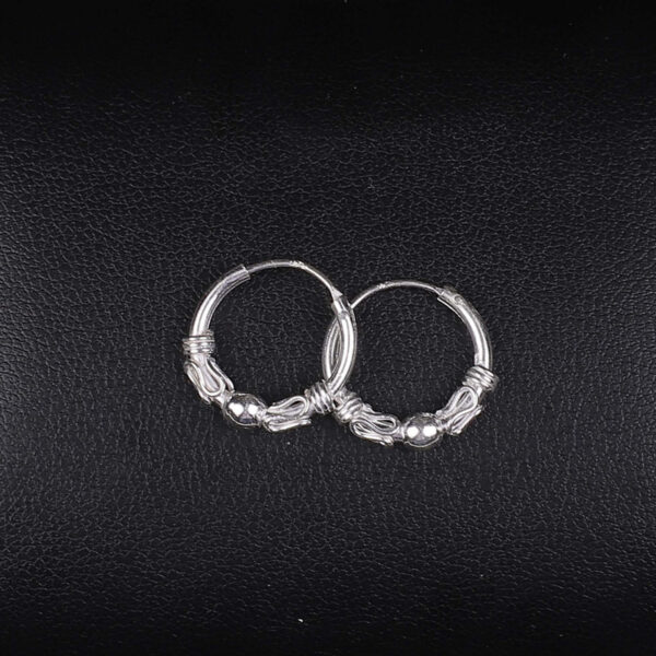 925 Silver wire with ball design Hoops/Bali for Women/Girls by SilVar (1/2 inch) - Image 2
