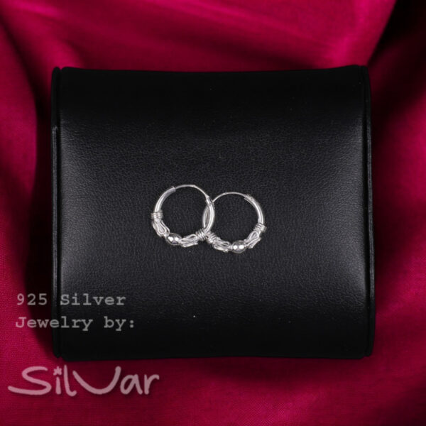 925 Silver wire with ball design Hoops/Bali for Women/Girls by SilVar (1/2 inch)