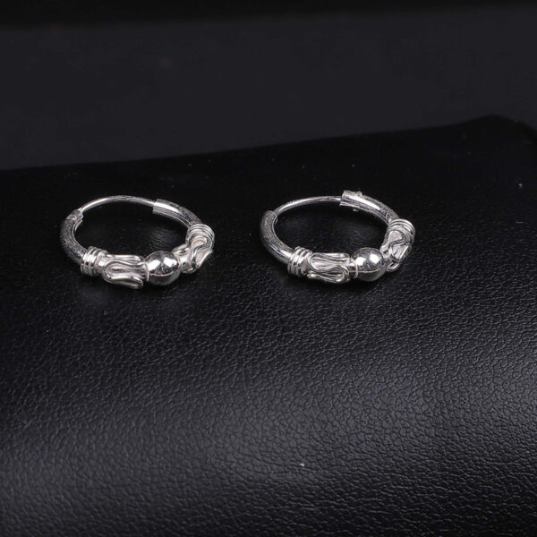 925 Silver wire with ball design Hoops/Bali for Women/Girls by SilVar (1/2 inch) - Image 3